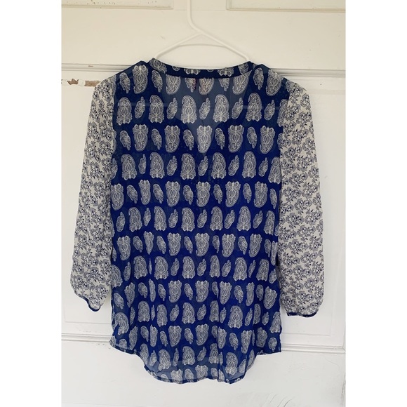 Red Camel Boho Paisley Sheer 3/4 Sleeve Top XS - Picture 3 of 6